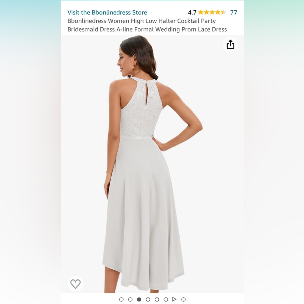 High low whit dress with lace top. Worn once for a photoshoot. Size medium.